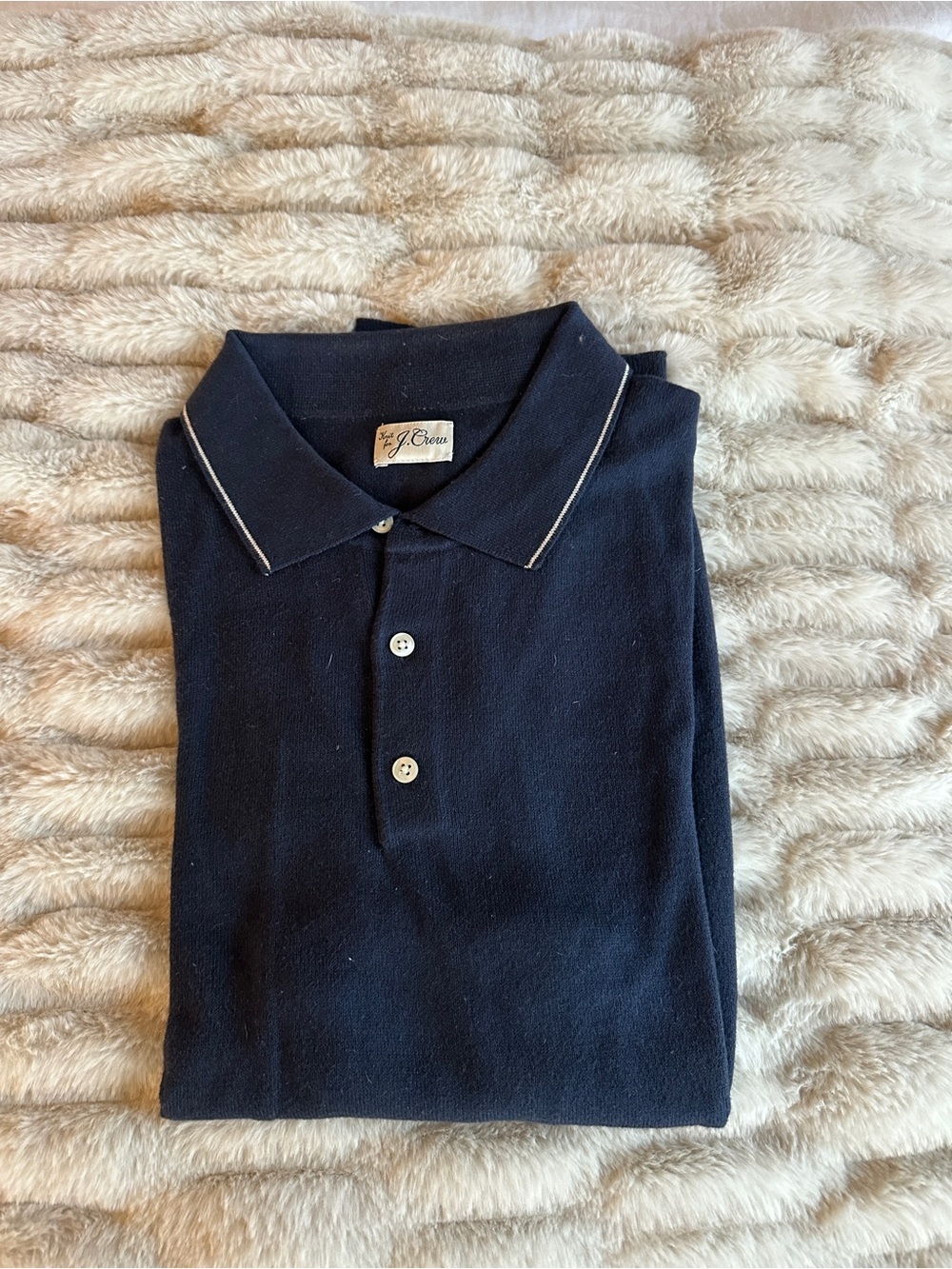J. Crew Men's Dark Navy Polo with Contrast Trim